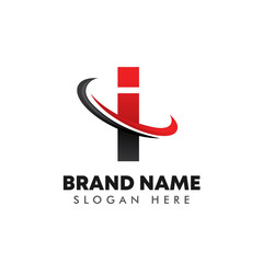 letter I logo symbol with swoosh design