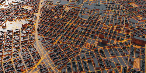 Techno mega city; urban and futuristic technology concepts, original 3d rendering