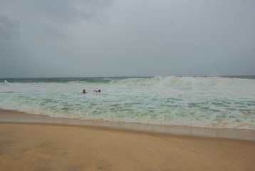 Rio de Janeiro: The most famous beach, Copacabana beach in cloudy weather. Brazil