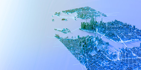 Techno mega city; urban and futuristic technology concepts, original 3d rendering