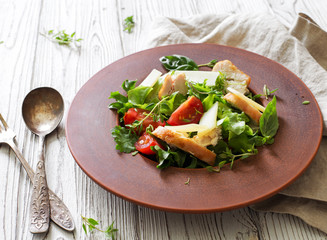 Rustic vegetable and chicken salad