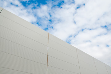Sandwich panels at the construction site. Insulation of the walls of the building panels of...