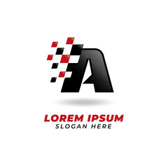 Letter A with Race flag icon symbol design