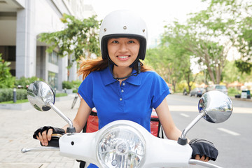 Delivering food on scooter