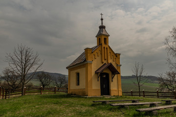 Fototapeta na wymiar Chapel on hill over Brumov town in Moravia