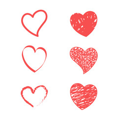 Red hearts. Vector icon of hearts. Vector illustration on white background