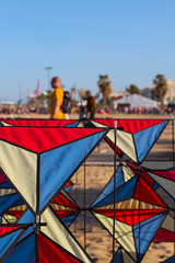 Detail of large kite on the beach