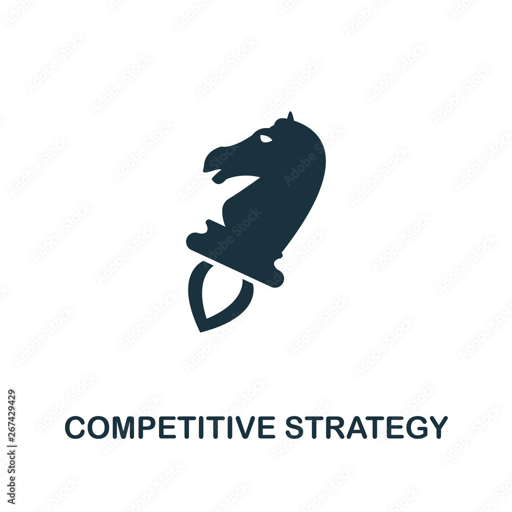 Poster competitive strategy icon. creative element design from business strategy icons collection. pixel pe