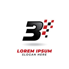 Number three 3 racing icon symbol design. racing number logo design