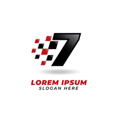 Number seven 7 racing icon symbol design. racing number logo design