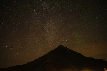 アイスランドの雪山と星空