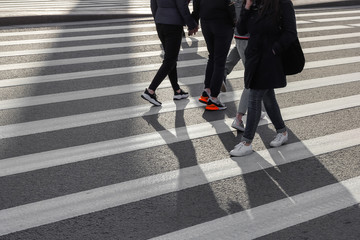 crosswalk people  pedestrian  motion traffic