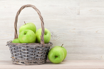 Fresh garden apples in basket