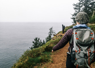 Naklejka premium Hiking Along the Oregon Coast in the Pacific Northwest 