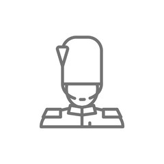 England royal guard, guardsman, soldier line icon.