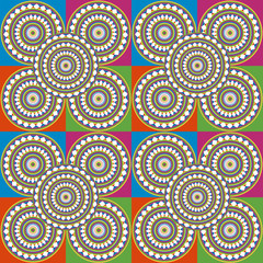 Fototapeta premium Colorful pattern with mandalas beautiful seamless ornamental tile background 