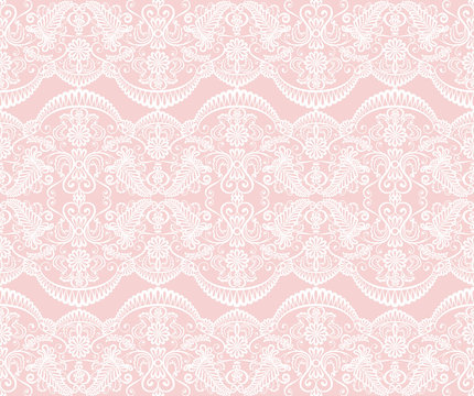 Seamless pink lace background with floral pattern Stock Vector | Adobe Stock
