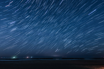 50分間の星の軌跡（仙台荒浜海岸）