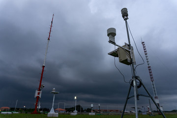 BADUNG,BALI-APRIL 11 2019: a Portable Automatic Weather Station at Ngurah Rai airport under the...
