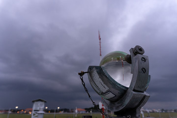 The Campbell Strokes recorder, a type of sunshine recorder at weather station at Ngurah Rai airport...