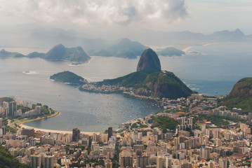 Rio de Janeiro, Sugar Loaf, Brazil: Mountain resembling inverted funnel behind Urca hill. Tourist...