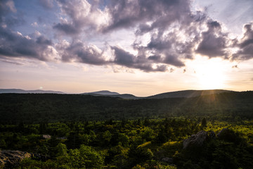 Sunset Landscape View in Grayson Highlands State Park in Jefferson National Forest in Virginia 