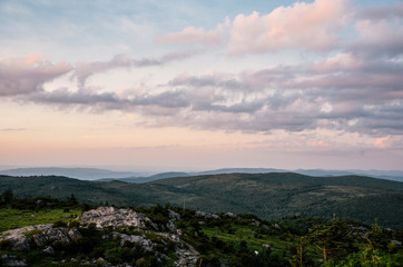 Sunset Landscape View in Grayson Highlands State Park in Jefferson National Forest in Virginia 