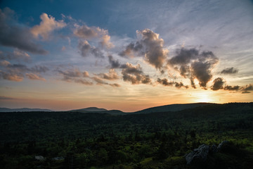 Naklejka na ściany i meble Sunset Landscape View in Grayson Highlands State Park in Jefferson National Forest in Virginia 