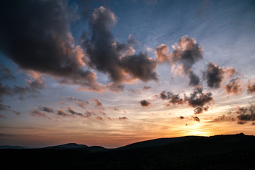 Sunset Landscape View in Grayson Highlands State Park in Jefferson National Forest in Virginia 