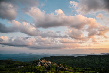 Sunset Landscape View in Grayson Highlands State Park in Jefferson National Forest in Virginia 