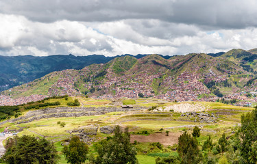 Fototapeta na wymiar Inca ruins at Sacsayhuaman in Cusco, Peru.
