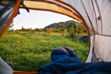 Camping at Grayson Highlands State Park in Jefferson National Forest in Virginia 