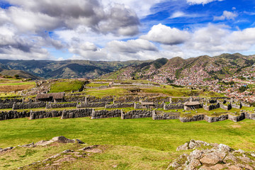 Fototapeta na wymiar Landscape at Sacsayhuaman in Cusco, Peru.