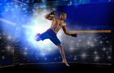 MMA male fighter jumping