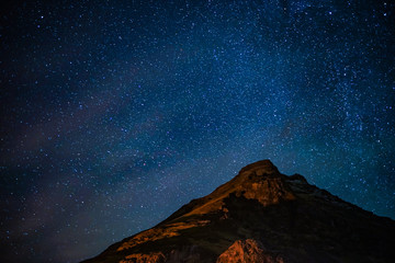 星空とアイスランドの雪山