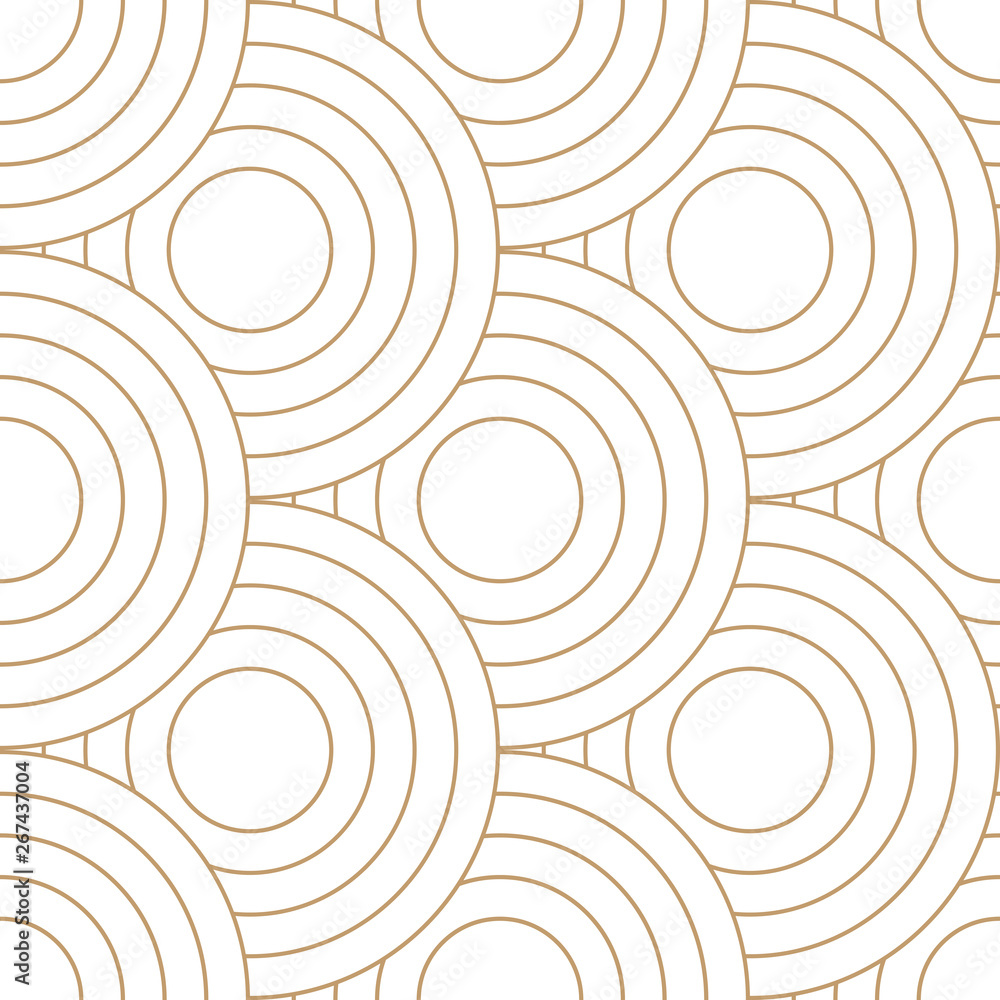 Poster Abstract retro pattern of geometric shapes. Golden mosaic backdrop. Geometric wave of circles  background, vector