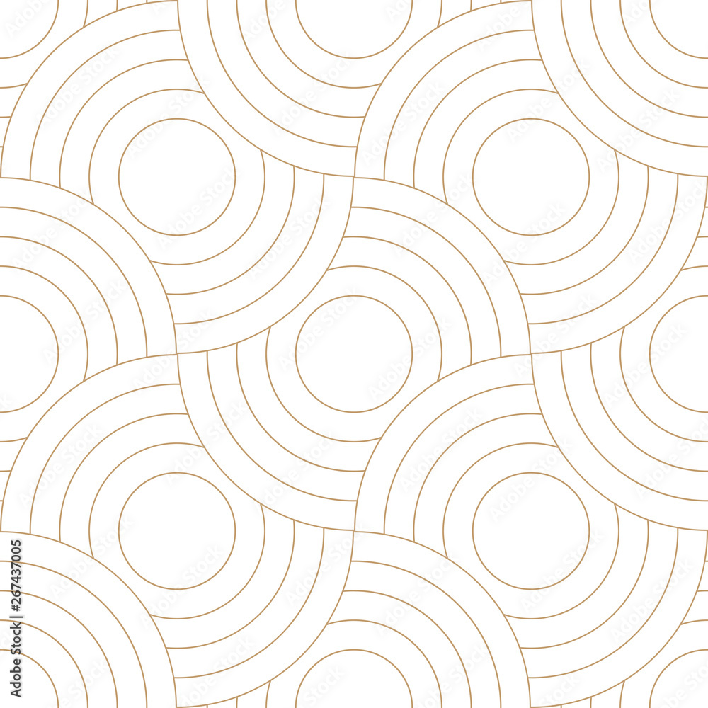 Poster Abstract retro pattern of geometric shapes. Golden mosaic backdrop. Geometric wave of circles  background, vector