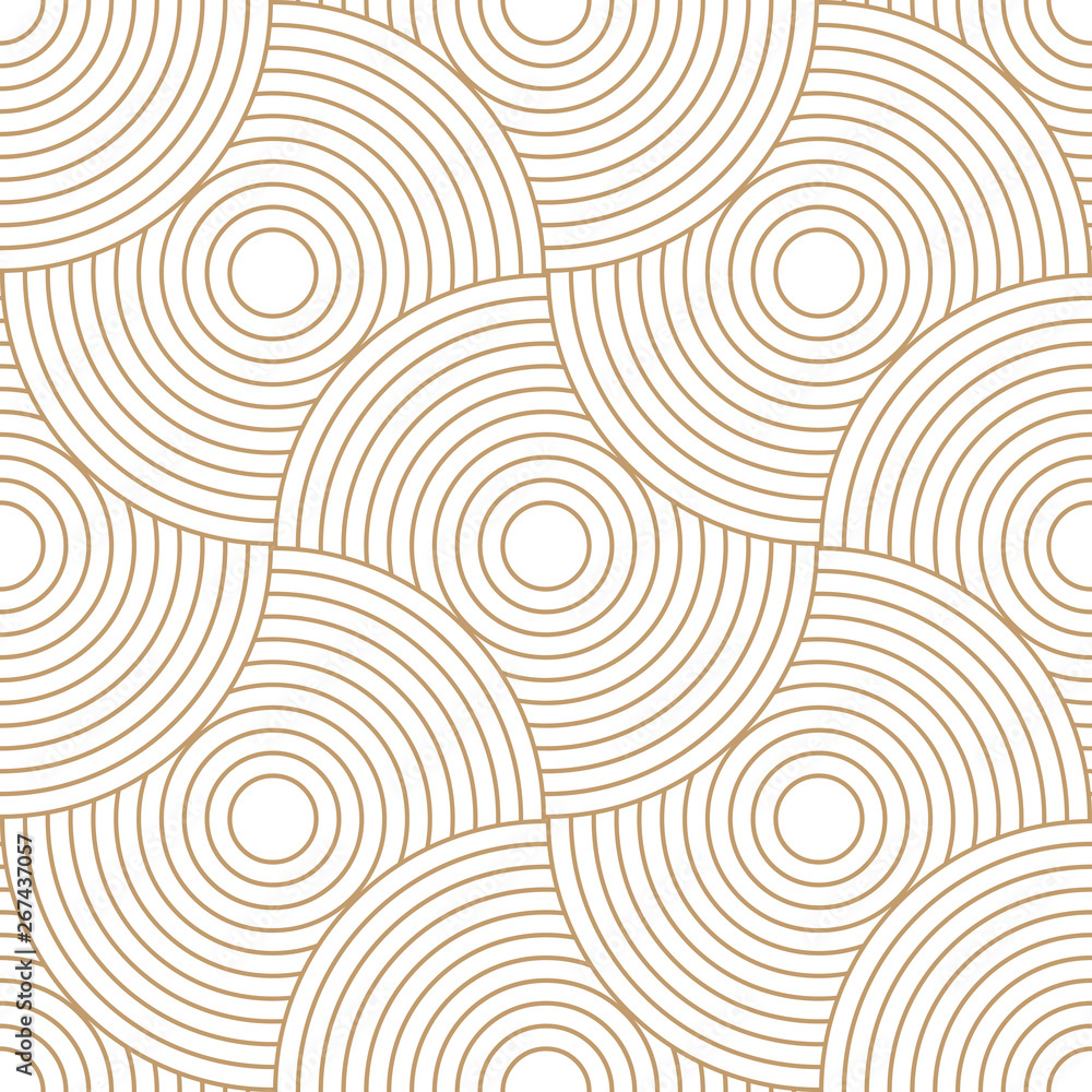 Poster Abstract retro pattern of geometric shapes. Golden mosaic backdrop. Geometric wave of circles  background, vector
