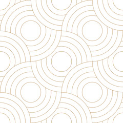 Fototapeta na wymiar Abstract retro pattern of geometric shapes. Golden mosaic backdrop. Geometric wave of circles background, vector