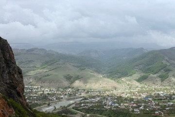 Green forest and mountains