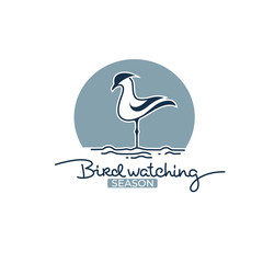 bird watching logo, label, emblem for your outdoor activity project