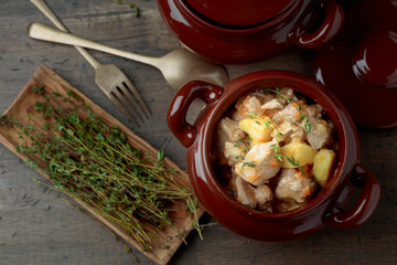  Irish stew sprinkled with green thyme.
