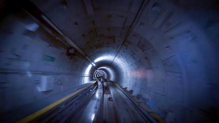 A tunnel for trains at the Zurich airport, speed & technology concept