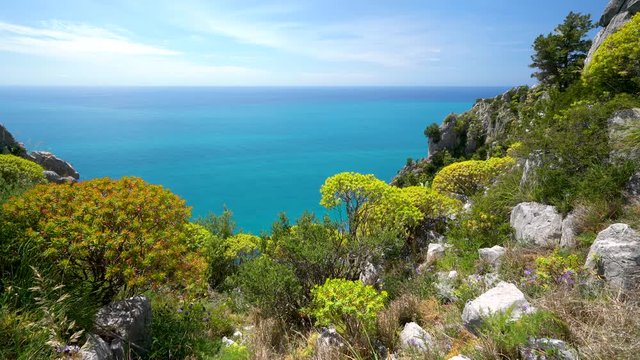 Scenic seascape with cliffs at Palinuro, Cilento, Campania, southern Italy.