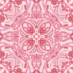 Colored Seamless Pattern with Floral Ethnic Motifs