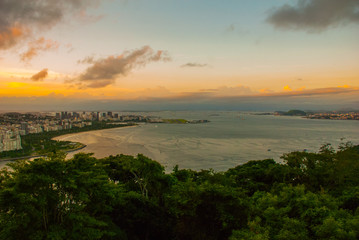 Rio de Janeiro, Brazil: Beautiful scenery at sunset on top of the sea and Islands