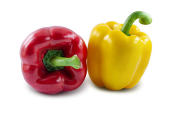red and yellow pepper isolated on a white background