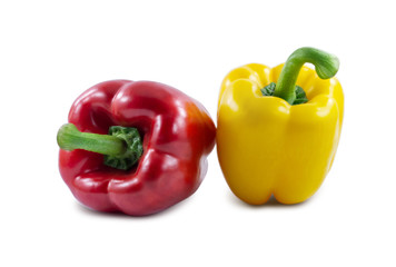 red and yellow pepper isolated on a white background