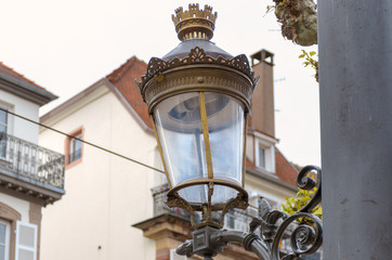 Fototapeta na wymiar Old historic brass street light or lantern