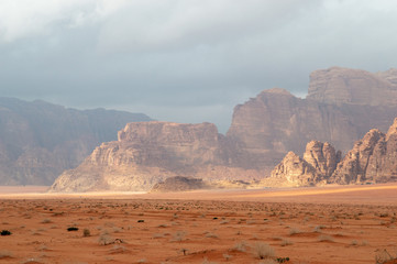 Wadi rum desert landscape in Jordan.